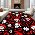 Spooky Christmas Skull Candy Cane Snowflake Rug