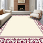 Crimson Ornate Floral Border Rug