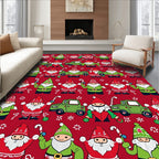 Christmas Gnomes Holding Candy Canes Green Truck Rug