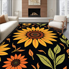 Golden Yellow Sunflower Garden Print Rug
