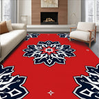 Crimson Navy White Starburst Medallion Rug