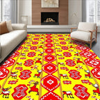 Red Deer Yellow Geometric Medallion Rug