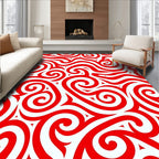 Crimson Curly Swirl Ornament Rug