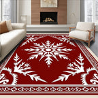 Crimson White Starburst Border Medallion Rug
