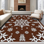 Winter White Snowflake Baroque Rug