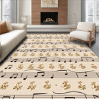 Golden Musical Notation Flourish Rug
