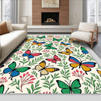 Whimsical Butterfly Garden Foliage Rug