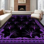 Vibrant Purple Bare Trees Border Rug