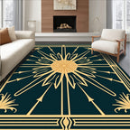 Golden Sunburst Teal Geometric Rug