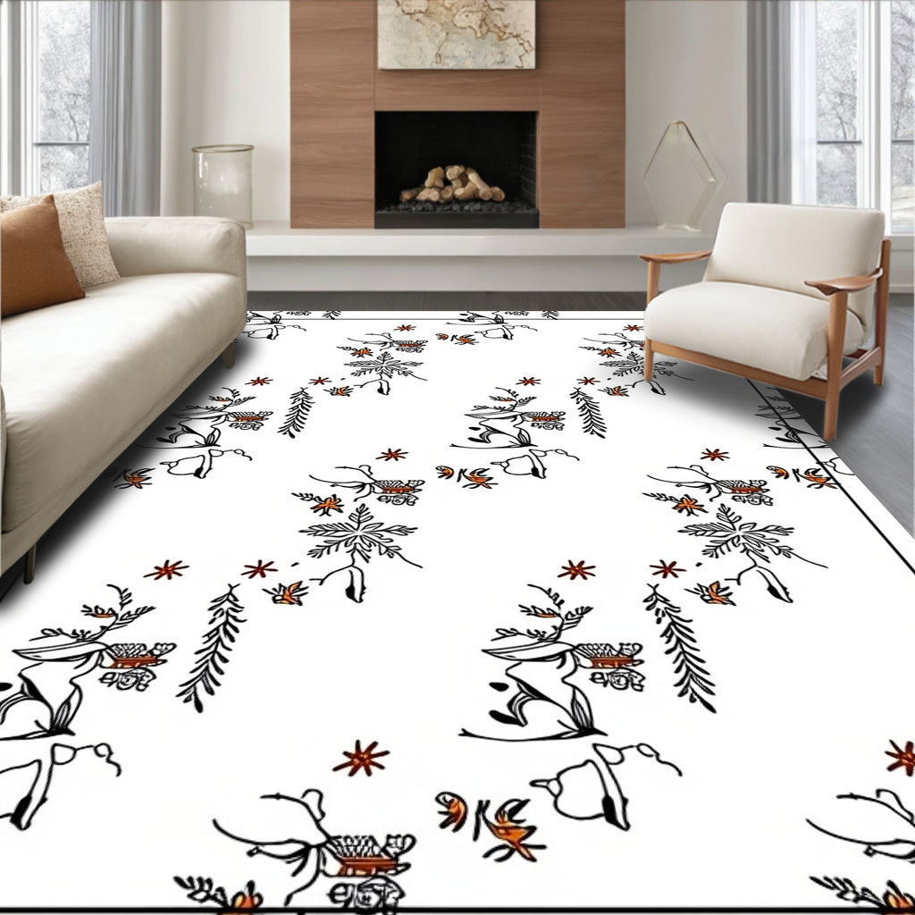 Whimsical Floral Botanical Medallion Scarlet Rug