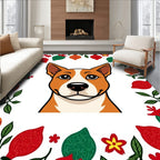 Whimsical Dog Holiday Ornament Border Rug