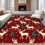 Cream Reindeer Forest Holiday Rug