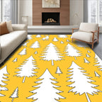 Whimsical Deer Forest Trees Yellow Rug