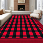 Bold Red Black Gingham Checks Rug