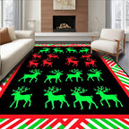Red Green Reindeer Black Border Rug