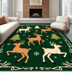 Whimsical Deer and Tree Forest Scene Rug