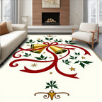 Golden Bells Festive Holly Swirls Rug