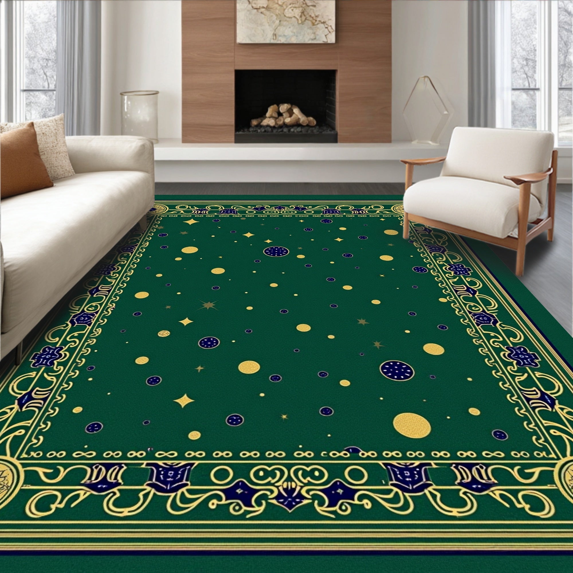Emerald Green Cosmic Star Burst Rug