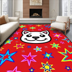 Retro Pop Art Cat Stars Rug