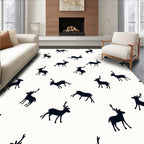 Black Reindeer Silhouette Repeat Rug