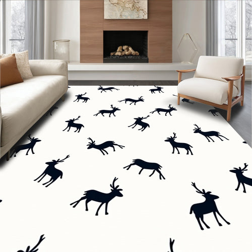 Black Reindeer Silhouette Repeat Rug