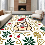 Festive Gold Swirl Puppy Christmas Rug
