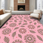 Pink Medallion and Fern Scatter Rug