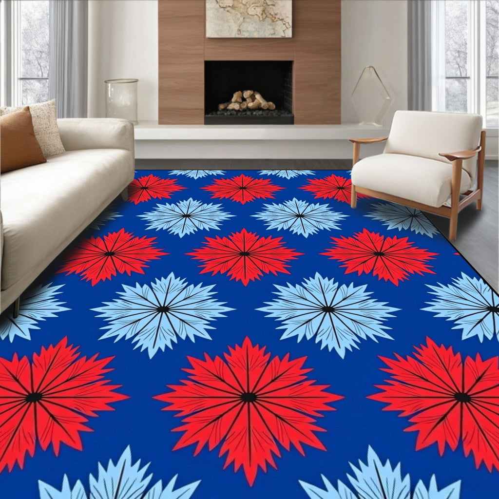 Crimson Azure Starburst Repeat Rug