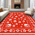Cozy Red Village Snowflake Rug