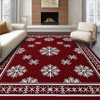 Festive Crimson Snow Flurry Rug
