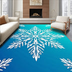 White Snowflake Blue Gradient Rug