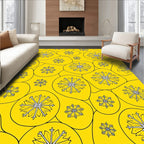 Vibrant Yellow Snowflake Burst Rug