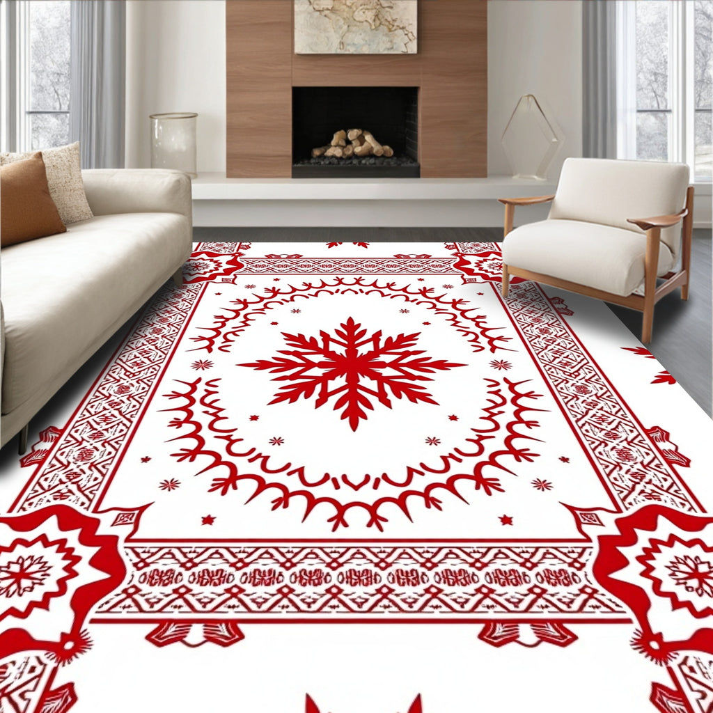 Floral Starburst Snowflake Composition Rug