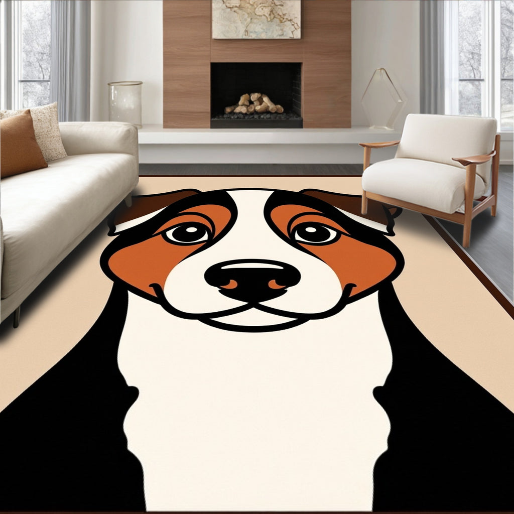 Bold Tri-color Dog Portrait Rug