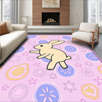 Whimsical Tan Bunny Round Shapes Rug