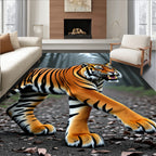 Bold Orange Tiger Striped Wild Animal Rug