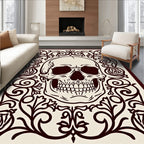Dark Floral Skull Vintage Scroll Rug