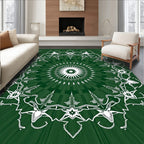 Emerald Green Circular Starburst Mandala Rug