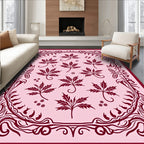 Crimson Maple Leaf Filigree Border Rug