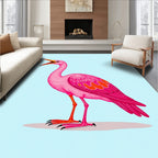 Radiant Pink Exotic Bird Illustration Rug
