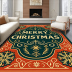 Crimson Emerald Golden Vintage Starburst Rug