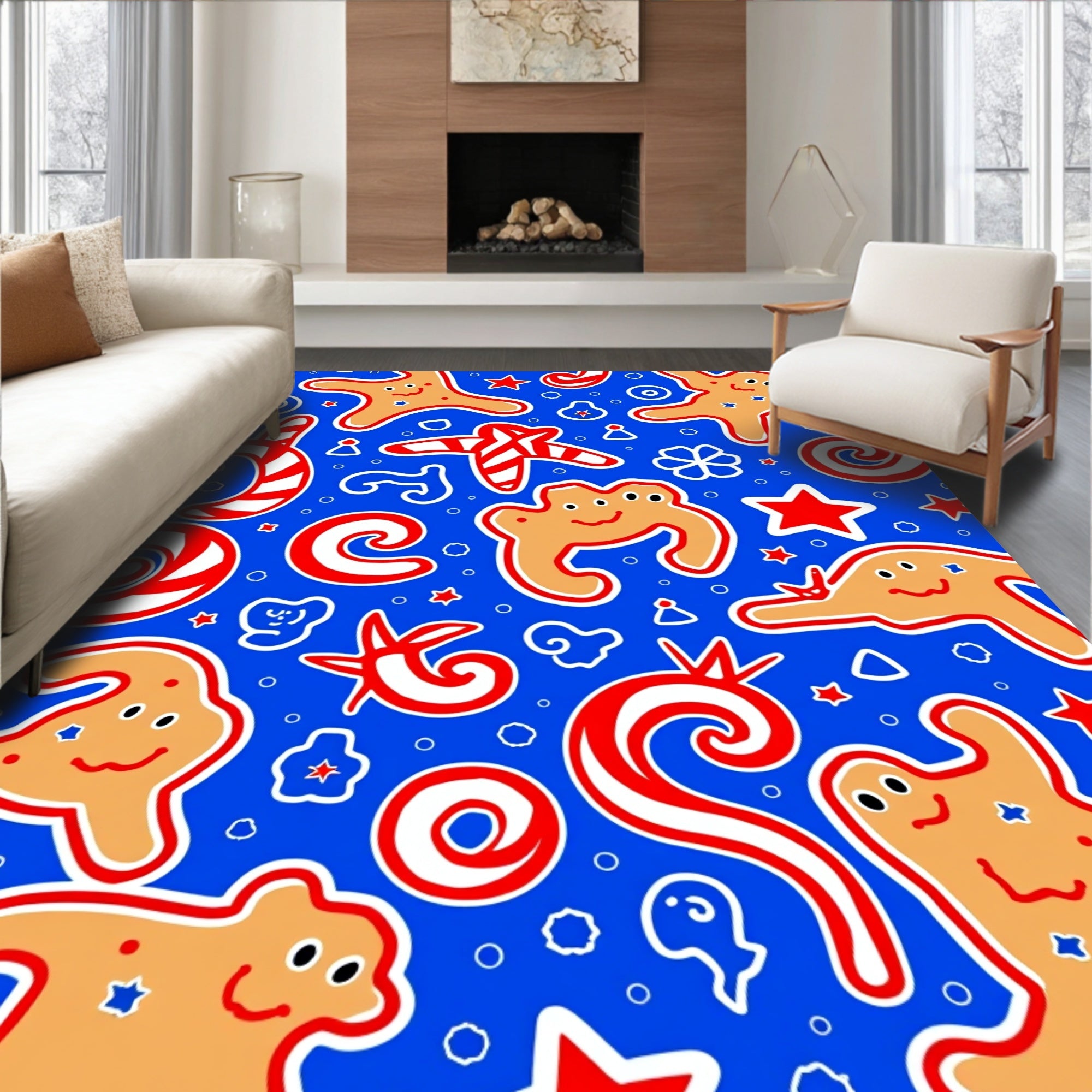 Whimsical Gingerbread Candy Swirl Rug
