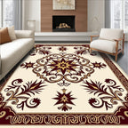Crimson Gold Ornamental Medallion Blanket Rug