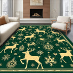Golden Deer Snowflakes Festive Ornament Rug