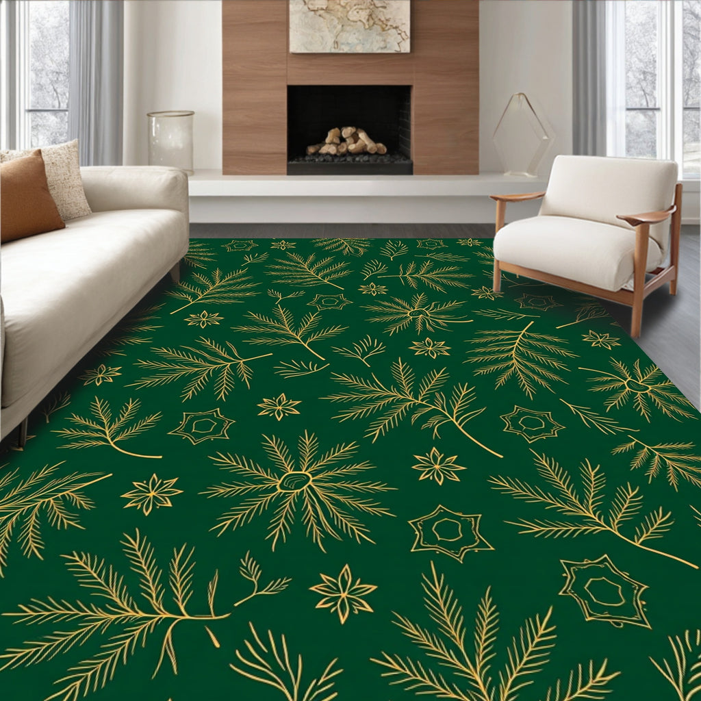 Golden Pine Woodland Medallion Rug