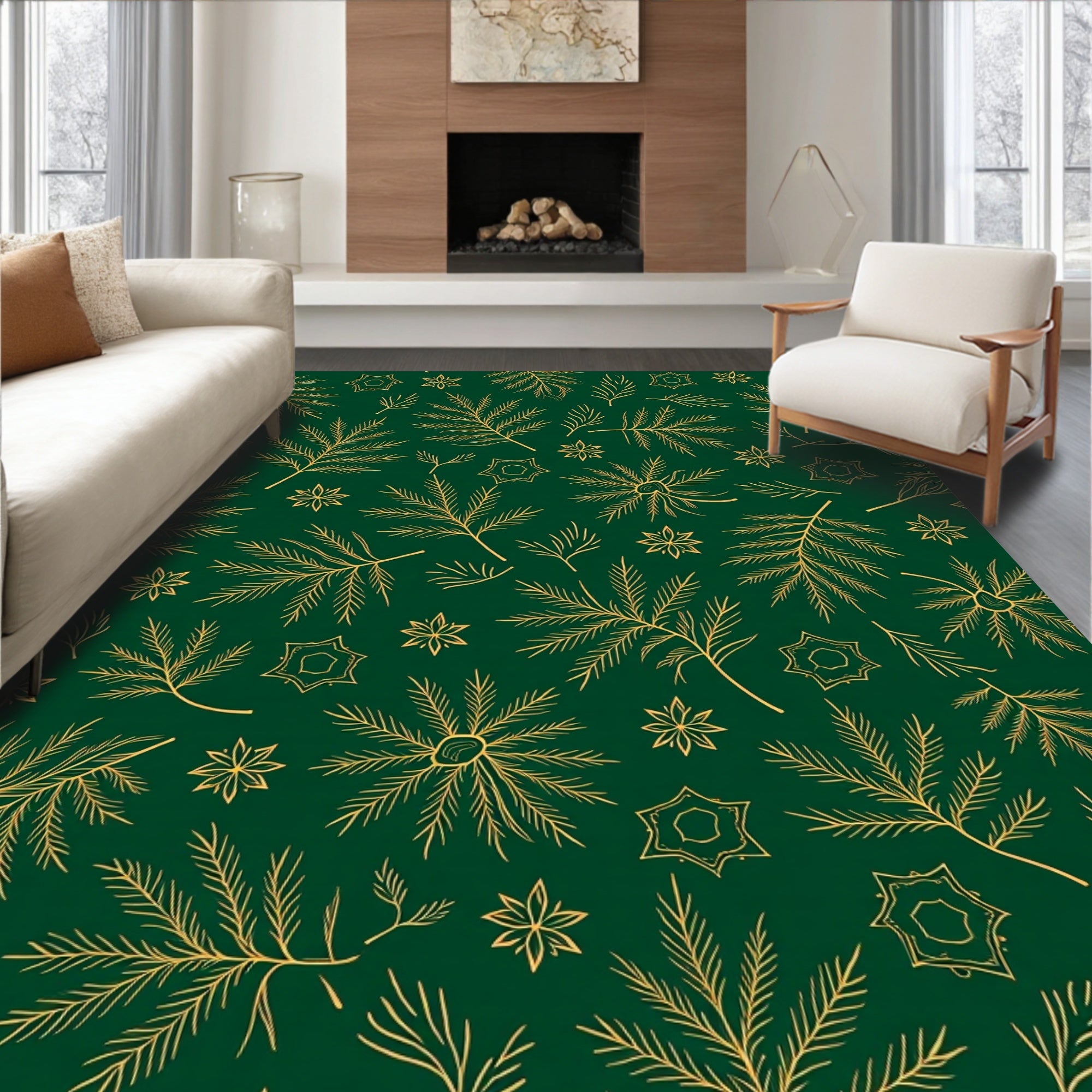 Golden Pine Woodland Medallion Rug