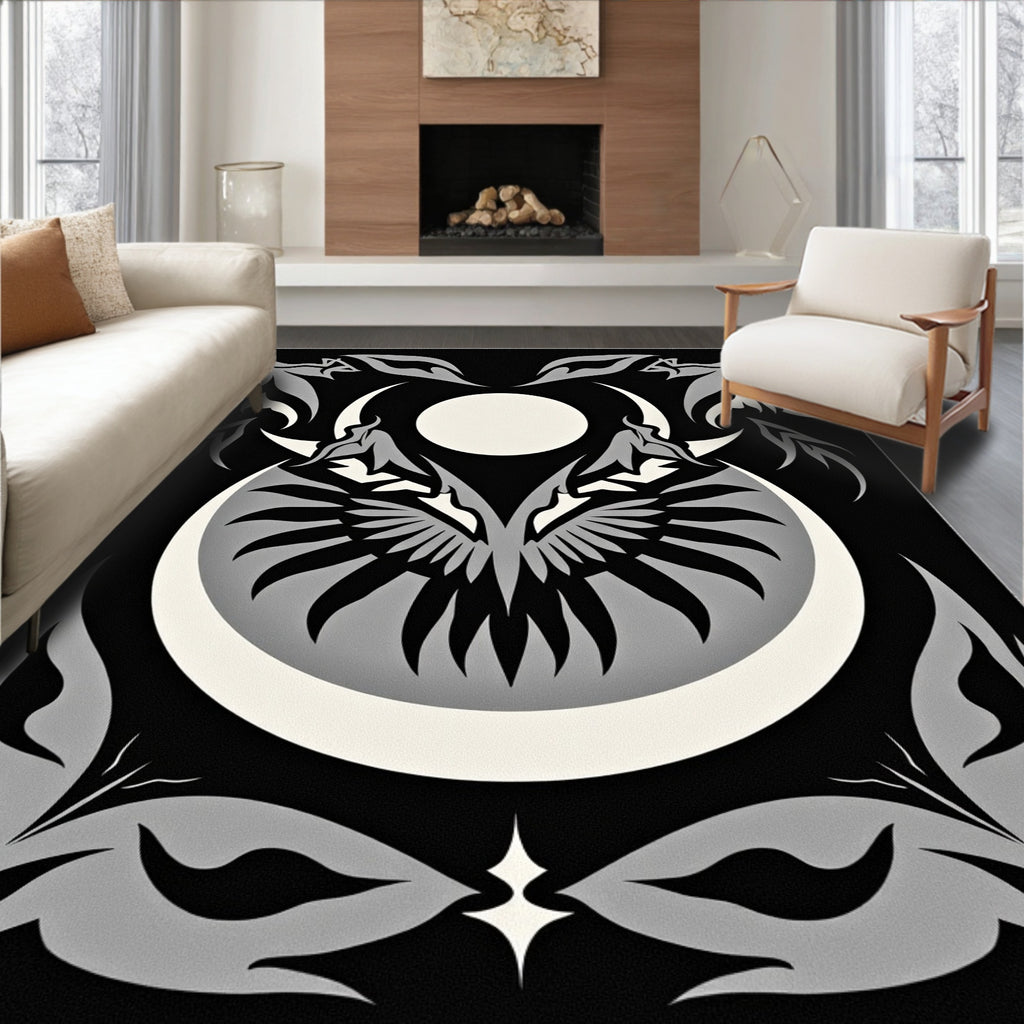 Dark Crescent Moon Wings Sun Rug