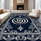 Navy Ivory Ornate Floral Scroll Rug