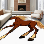 Majestic Brown Horse Golden Mane Runner Rug