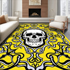 Bold Yellow Skull Floral Crest Rug